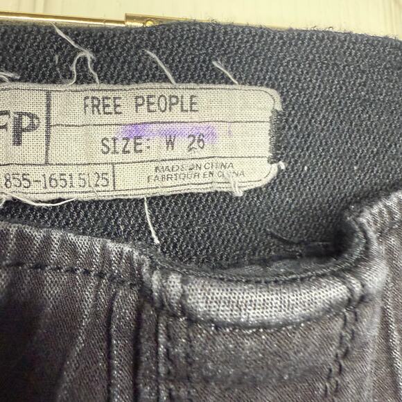 Free People Penny Lane Pull-On Flared Jeans Women Black Washed Denim Festival - Picture 3 of 5